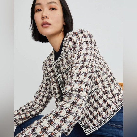 VERONICA BEARD CIRTANE HOUNDSTOOTH TWEED JACKET - Picture 2 of 12